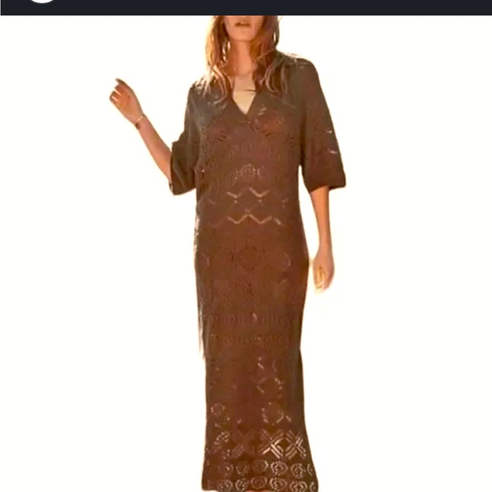 Free People Beach Islamorada100%cotton Brown Cocoa Maxi Dress Oversized Small